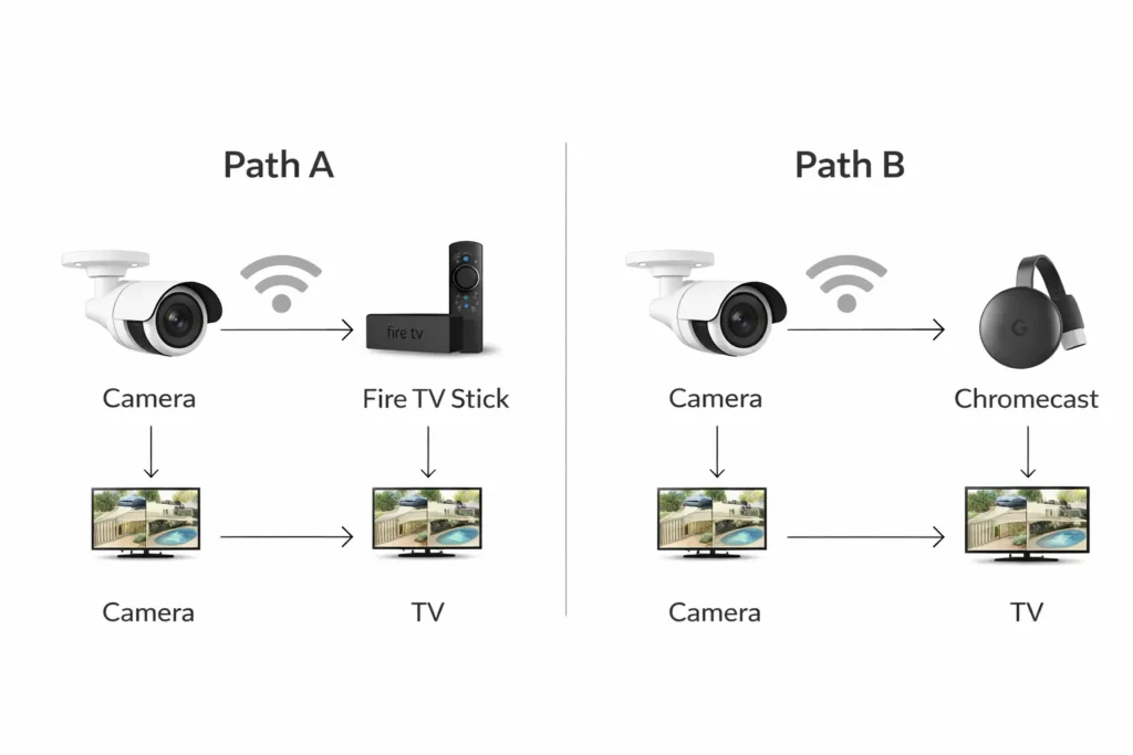 How to cast CCTV camera to TV wirelessly using Amazon Fire TV Stick or Google Chromecast
